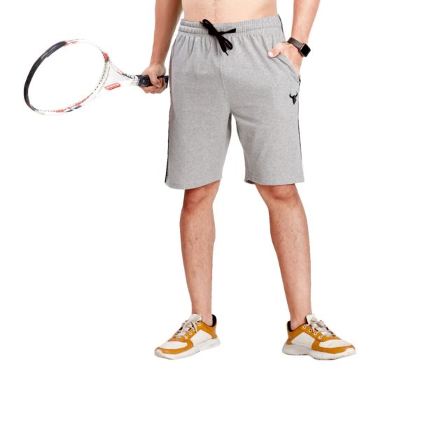 COTTON BULL Mens Shorts | Color : Grey  | Suitable for Sports, Gym, Workout, Athlete
