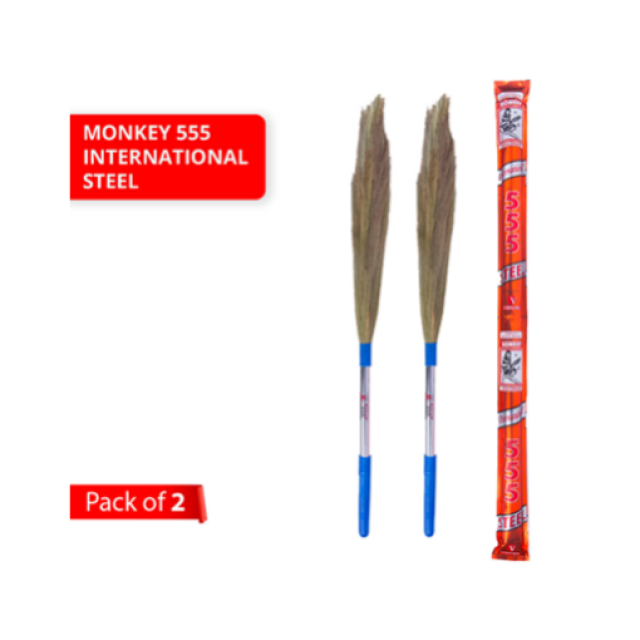 Monkey 555 International Steel-Handle Broom(Pack of 2)