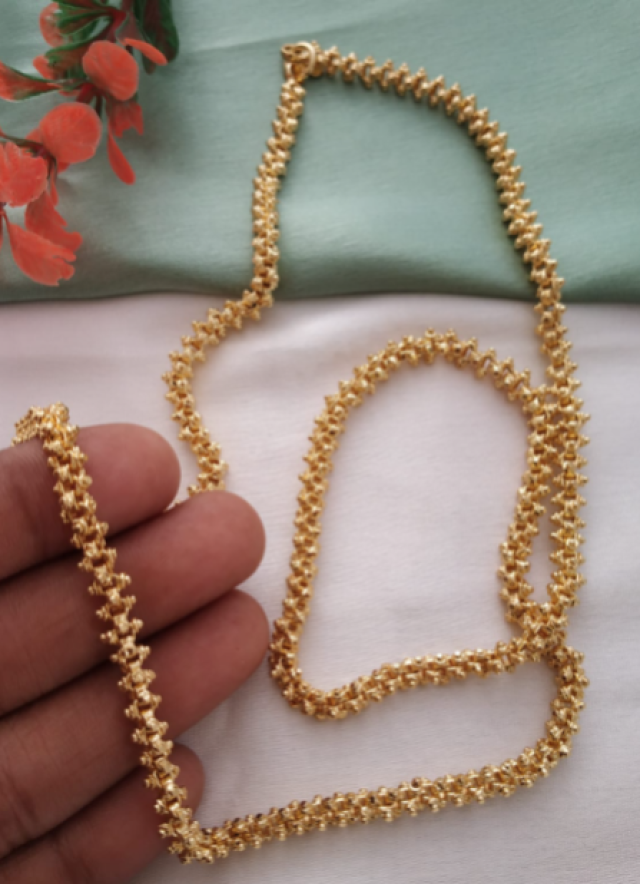 MJO FASHIONS 1 Gram Micro Gold Plated Chain (MGC04)