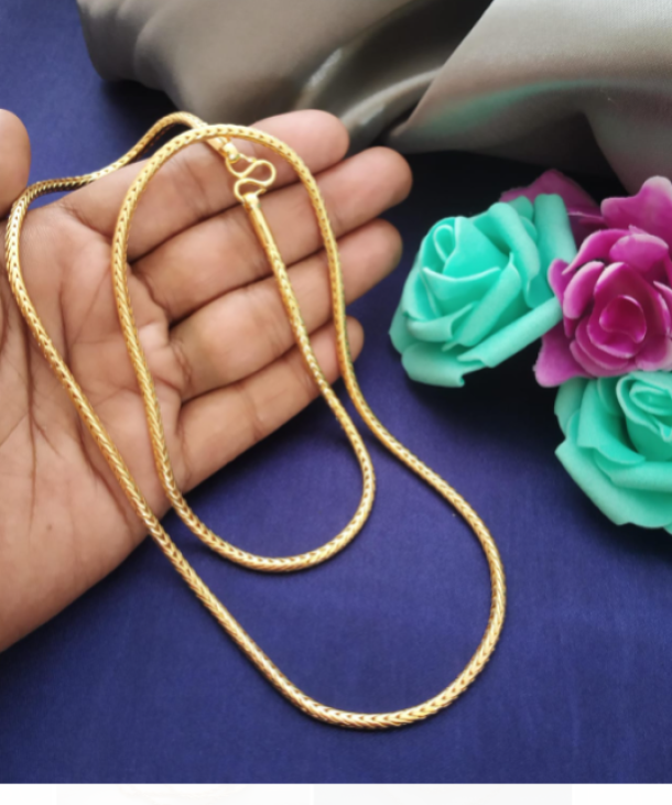 MJO FASHIONS Gilded Elegance | Exquisite Copper and 1 Gram Micro Gold Plated Traditional Designer Fashion Chain for Women(MGEE03)