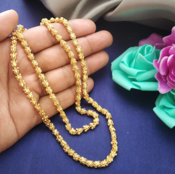 MJO FASHIONS Gilded Elegance | Exquisite Copper and 1 Gram Micro Gold Plated Traditional Designer Fashion Chain for Women(MGEE04)