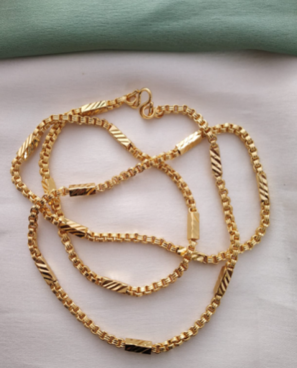 MJO FASHIONS Gilded Elegance | Exquisite Copper and 1 Gram Micro Gold Plated Traditional Designer Fashion Chain for Women(MGEE05)