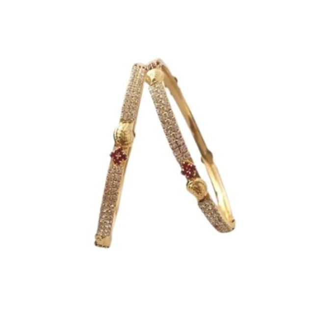 MJO FASHIONS Radiant Elegance: Gold-Plated Stone Bangles  – Timeless Charm for Women and Girls