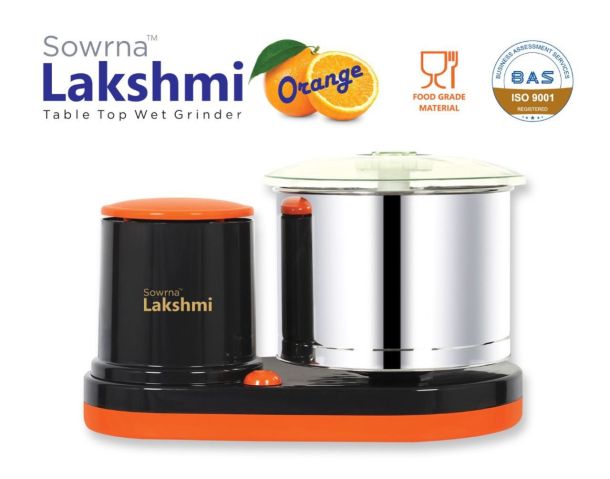 Sowrna Lakshmi -JST02 150W  Table Top Wet Grinder, Orange and Grey