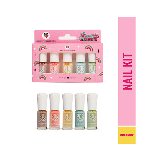 MyGlamm POPxo Dreamin Mini Nail Kit (Set of 5) | Long-Lasting, Chip-Resistant Glitter Nail Polishes (15ml x 5)